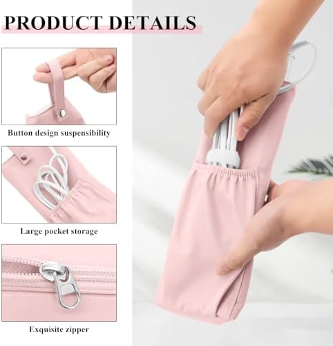 Hair Tools Travel Bag for T3 SinglePass Curl X, Heat Resistant Curling Iron Case for Bio Ionic, Hair Tool Organizer for Home and Travel (Pink) - Image 4
