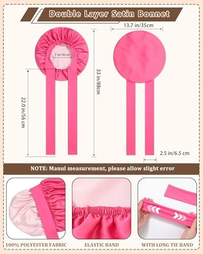 AWAYTR Satin Hair Bonnet for Sleeping, Adjustable Double Layer Sleep Cap - Image 2