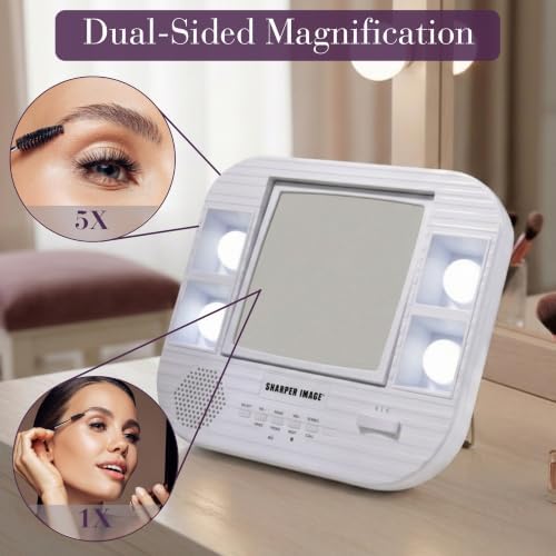 JERDON Lighted Makeup Mirror with 5X Magnification - White - J1025 - Image 4
