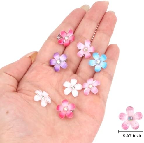YISSION 20Pcs Mini Gradient Flower Rhinestone Hair Clips Women Girls - Image 6