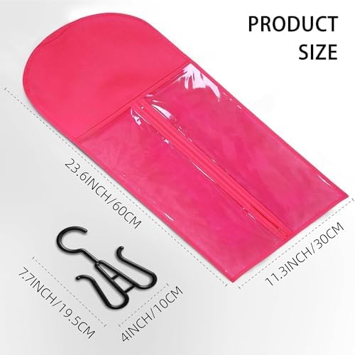 12 PCS Dustproof Wig Storage Bags with Hanger - Perfect for Wig & Hair Extension Hanger, Stylish Wig Bags Storage with Hanger to Keep Your Wigs Safe & Organized 60x30cm(Hot Pink) - Image 2