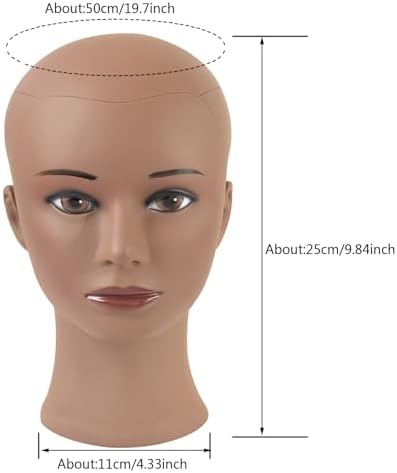 YANTAISIYU Bald Female Mannequin Head Professional Cosmetology Training Head for Wig Making and Display with Clamp Stand (Dark Brown) - Image 3