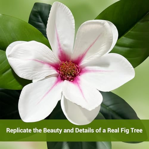 5 FT Artificial Magnolia Tree with Pot, Faux Flower Tree with White Magnolia Blooms and Green Leaves, Potted Artificial Plant for Living Room, Bedroom, Office, Entryway, Store, Home Dector - Image 4