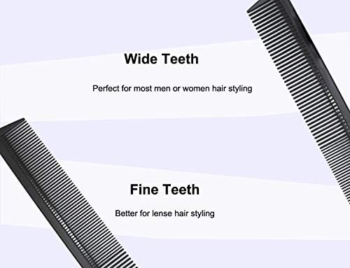 AFT90 Carbon Fiber Cutting Comb, Professional 8.15” Styling Comb, Hairdressing Comb For All Hair Types, Fine and Wide Tooth Hair Barber Comb - Image 2