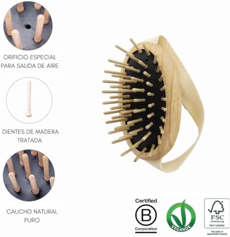 TEK – Scalp Massage Brush with Strap in Ash Wood Handmade in Italy – Stimulates Hair Growth, Ideal for Shampoo and Anti-Hair Loss Lotions – 8.5 x 5 cm – Vegan and Sustainable - Image 4