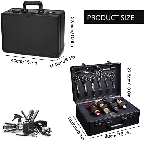 Barber Case Portable Barber Carrying Cases for Clippers and Supplies Double Layer Large Barbers Travel Tools Carry Organizer Box Professional Barber Kit Storage Case(black) - Image 2