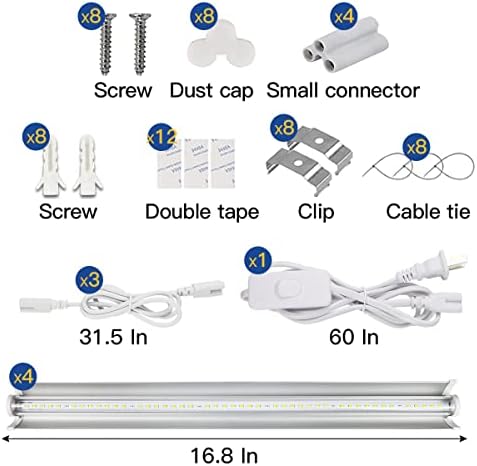 T5 LED Grow Lights, 204pcs Bulb 5000K White Full Spectrum Plant Light Strips for Indoor Plants, Shelves Greenhouse Seedling, End-to-End Connectable with V-Shaped Reflector - Image 6