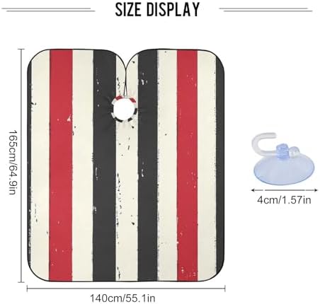 ALAZA Vintage Red White Black Stripes Barber Cape for Men Women, Waterproof Haircut Apron Beard Shaving Bib Hair Cutting Cloth 55 x 65 Inch - Image 3
