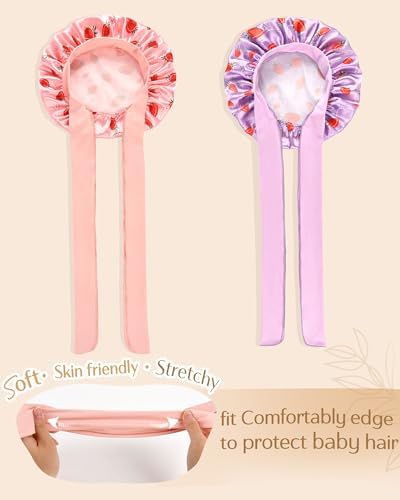 YANIBEST 2 PCS Soft Satin Bonnet, Overnight Protection, Kids Toddler Baby - Image 2
