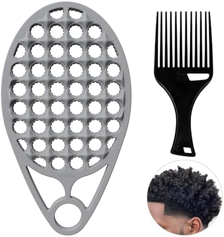 KOUPA Silicone Afro Twist Brush with Pick Comb for Coily Hair Curls, Grey by WelcometoKOUPA