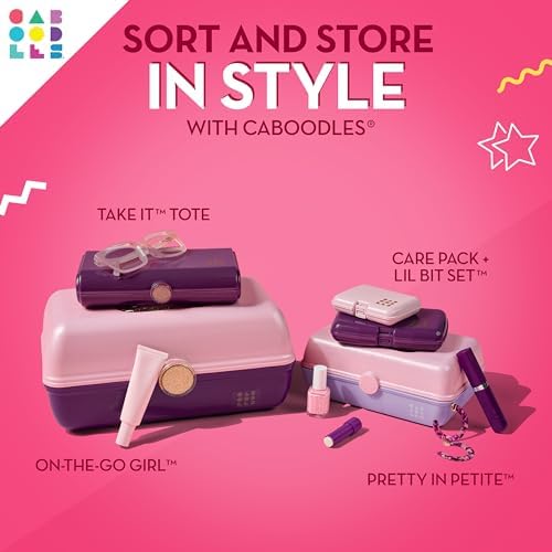 Caboodles On-The-Go Girl Makeup Box, Deep Pink Sparkle, Hard Plastic Makeup Organizer Box, Built-In Mirror, Secure Latch for Safe Travel, Spacious Storage for Large Items - Image 6