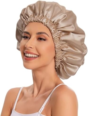 Edoneery Satin Bonnet for Sleeping Women, Double Layer Curly Hair Cap - Image 4