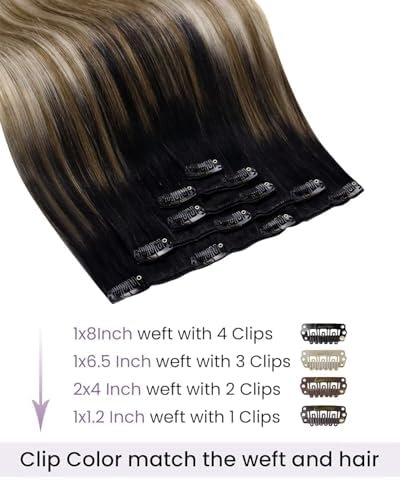 LaaVoo Clip on Extensions Human Hair 18in No Synthetic Hand Tied - Image 2
