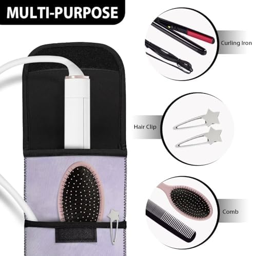 1 Piece Flat Iron Curling Wand Travel Cover Case Bag Curling Wand Travel Case Universal Curling Iron Cover Sleeve Flat Irons Case Heat Resistant Bag Lavender - Image 6
