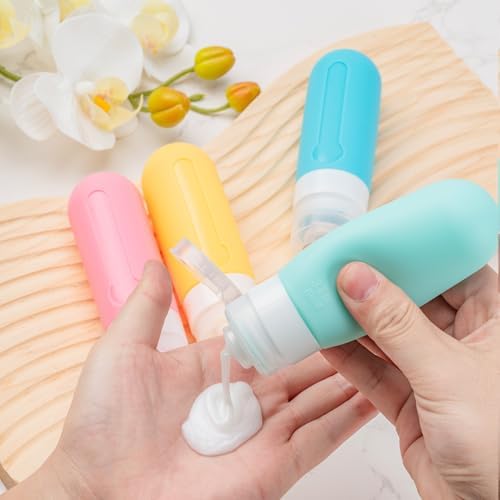 MODENGKONGJIAN 16 Pack Travel Bottles for Toiletries,TSA Approved Silicone Squeezable Travel Shampoo Bottles, 3oz Leak Proof Refillable Toiletry Cosmetic Containers (16PCS/Brown) - Image 5