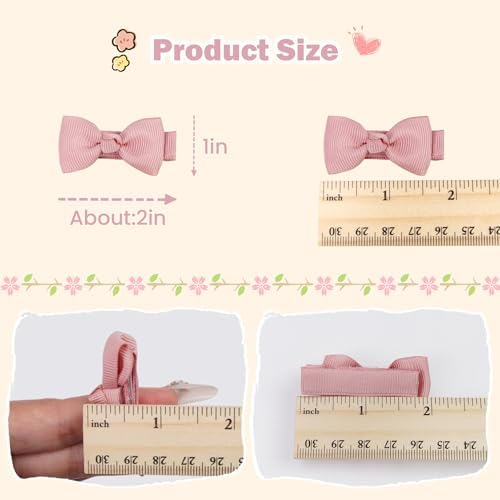 CLLOT Hair Clips, 70PCS Baby Girls Fully Lined Baby Bows Hair Pins Tiny 2' Hair Bows Alligator Clips for Infants Toddlers in Pairs - Image 2