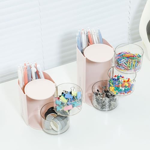 FABROK 2-Layer Hair Accessories Organizer with Hair Brush Holder, Pink - Image 6