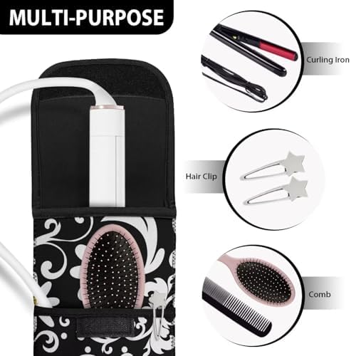 Flashideas Daisy Print Flat Iron Case Curling Iron Organizers and Storage with Pocket Heat Resistant Neoprene Curling Iron Holder Universal Curling Iron Cover Sleeve Hot Tools Travel Bag - Image 4