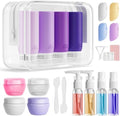 Muslish 21 Pack Travel Bottles for Toiletries, Leak-Proof TSA Compliant Silicone Travel Size Containers for Shampoo and Conditioner, BPA Free with Toiletry Bag (Purple) by MUSLISH