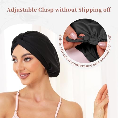 Adjustable Silk Bonnet Satin Curly Hair Wrap for Sleeping Women Anti-Frizz - Image 2