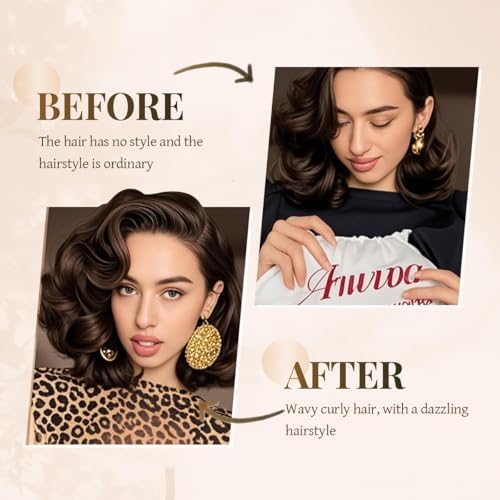 Heatless Hair Curler Heatless Curls Overnight Heatless Blowout with Luxury Cloth Bag Silk Scarf, Curling Rod Headband to Sleep in No Heat Curling with (Gold, 3Rods) - Image 3