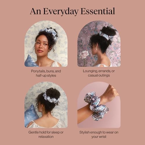 Bridgerton x Kitsch Satin Scrunchies for Women - Toile De Blue, 2pcs - Image 7