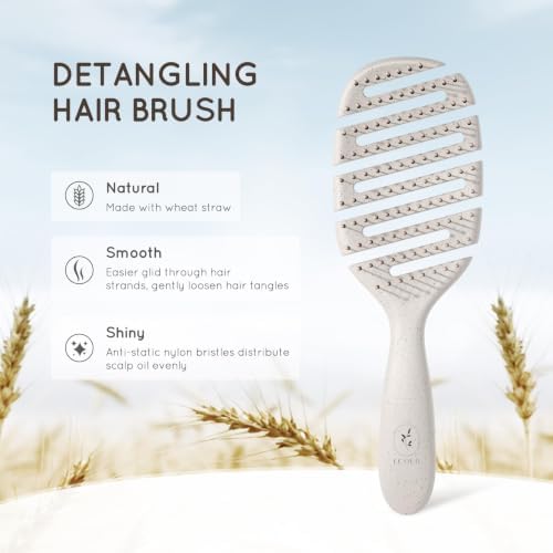 Detangler Hairbrush, Soft Bristle Detangling Brush,Quick Smoothing(Natural) - Image 2