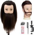 Male Mannequin Head with Hair & Beard, 10" Barber Practice Head Cosmetology Training Manikin Head Doll for Hair Styling Cutting & Beard Trimming with Clamp (Black) by NeverlandBeautyHealth