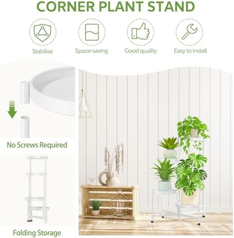 iDavosic.ly 4 Tier Large Plant Stand Indoor Outdoor, 10 In Wide Tray, White - Image 4
