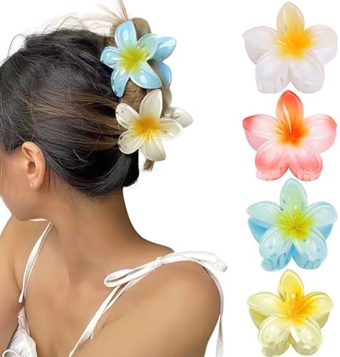 GQLV Flower Hair Claw Clips-4PCS Large Claw Clips for Thick Hair,Strong Hold Nonslip Hair Clips for Women,Hawaiian Flower Claw Clips,Cute Hair Clips,Banana Clip for Thin Hair,Hair Accessories for by Firstchoiceforqualitylife