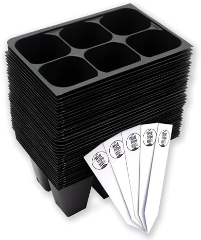 The Hydroponic City Seed Starter Trays, 216-Cell Seedling Starter Trays (36 Trays - 6 Cells Each) + Plant Stakes by TheHydroponicCity