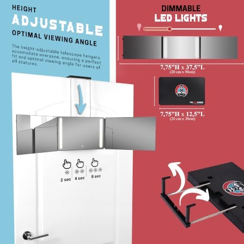 360 Mirror LED Lights Barber 3 Way Hanging Mirror Self Hair Cutting System - Image 4