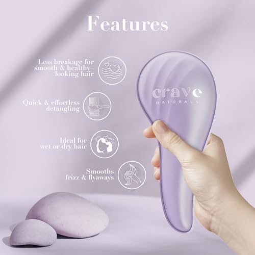 Crave Naturals Detangling Hair Brush Large Purple – Glide Thru Hair Detangler Brush for Women, Kids & Toddlers – Gentle Scalp Care, No-Pain Tangle-Free Hairbrush for All Hair Types - Image 6