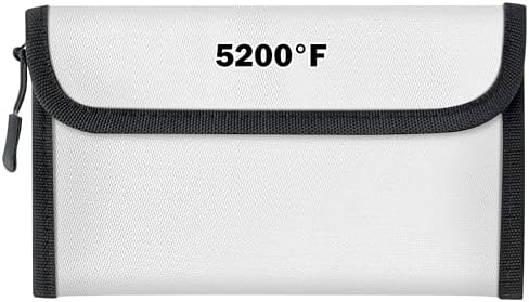 Fireproof Waterproof Document Bag - 5200°F Water Resistant Fire Proof Money Bag, 3 Layers of Heat Insulated Storage with Zipper, 7.9"x5" Portable Files Safe Pouch for Cash Passport (Grey) by Unknown