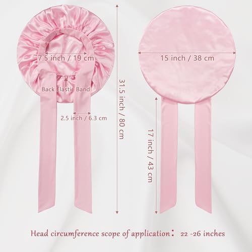 ROYBENS Satin Bonnet with Tie, Silk Hair Sleep Bonnets for Women +Scrunchie - Image 3