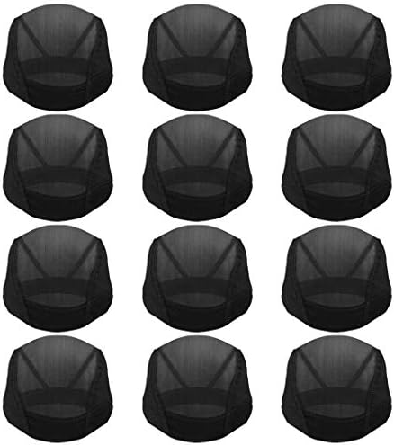 Tayfremn 12pcs Dome Caps, Mesh Dome Wig Cap Black Elastic Wig Caps Stretchable Spandex Dome Caps Breathable Nylon Light Hair Mesh Net for Men Women Wigs Making by Tayfremn