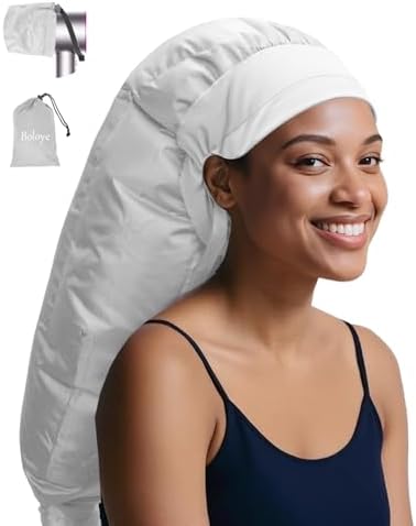 Boloye Hair Dryer Bonnet Attachment – 28.5" XL Hooded Dryer Cap for Faster Drying & Deep Conditioning, Extra-Large Space Fits Thick, Curly Hair & Styling Tools (Silver, Extra Large) by Boloye