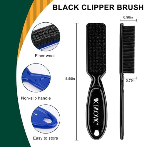 NICEMOVIC 10 Pcs Barber Clipper Cleaning Brush, Barber Accessories Supplies, Blade Trimmer Cleaning Mini Brush Bulk Set Duster Manicure Nylon Brush Hair Styling Tool (Black&Blue) - Image 2