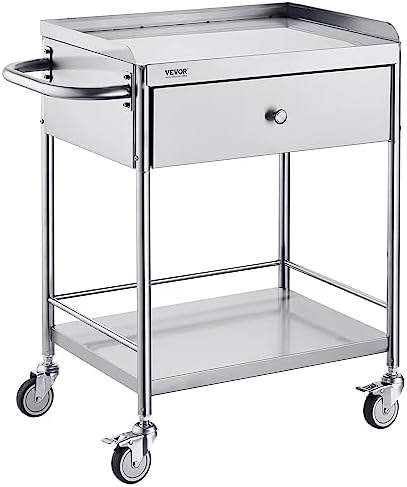VEVOR Medical Cart, 2-Layer Stainless Steel Cart 220 lbs Weight Capacity by VEVOR