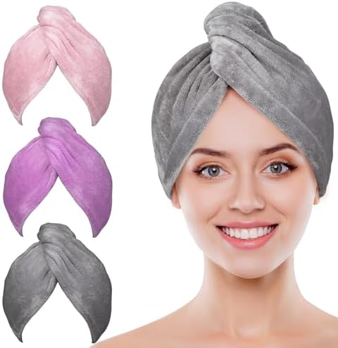 POPCHOSE Microfiber Hair Towel Wrap, 3 Pack Fast Drying Hair Turban by Popularchoicesfromhere