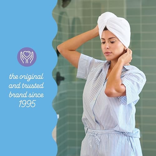 Turbie Twist Microfiber Hair Towel, White & White (2 Pack) - Image 6