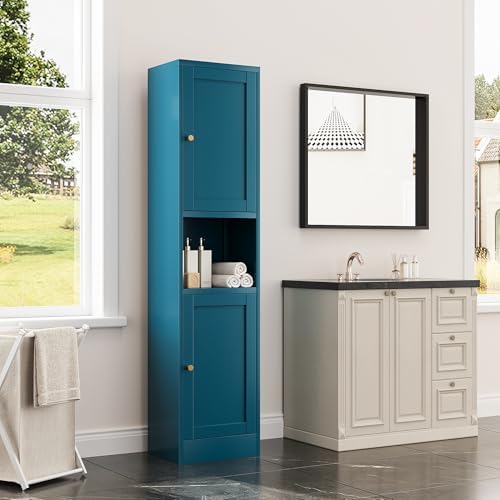 Bevivog Metal Kitchen Pantry Cabinet for Small Space, 67" Tall Storage Cabinets with 2 Doors and Adjustable Shelves, Freestanding Narrow Bathroom Cabinet, 15.7" W Slim Pantry - Image 5