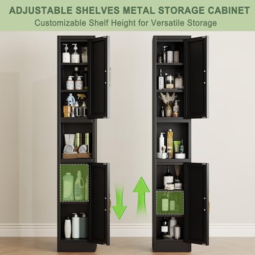 pozdeg 67" Black Tall Slim Metal Bathroom Storage Cabinet - Image 5