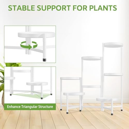7 Tier Large Plant Stand Indoor Outdoor, 10 In Wide Tray, White - Image 6