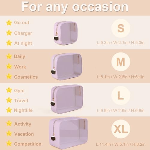 YOPCDJ 4PCS Clear Makeup Bag Set, Waterproof TPU Purse Organizer Pouches, TSA Approved Toiletry Bag, Diaper Bag Organizer Pouch, Travel Organizer Bags for Women and Kids - Image 3