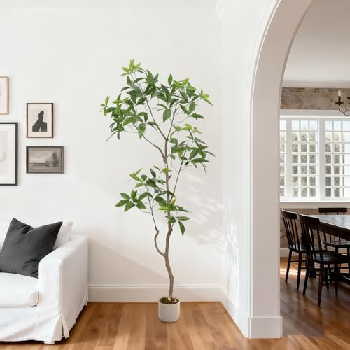 Garvee Artificial Umbrella Plant Schefflera Tree, 6.56 ft Tall Fake Floor Plant in Pot with Realistic Leaves & Trunks, Decorative Faux Greenery for Home Office, Living Room, Bedroom, Patio - Image 3
