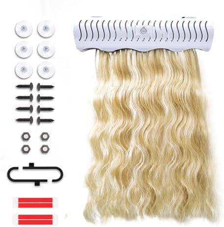 Carter Girls & CO. Hair Extension Holder 4 Mounting Options & Tools | Fully Equipped Hair Extension Hanger with Holds Clip-ins, Tape-Ins, Wefts for Washing, Styling, Storage & Travel (White) by Unknown