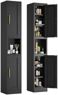 pozdeg 67" Black Tall Slim Metal Bathroom Storage Cabinet by pozdeg