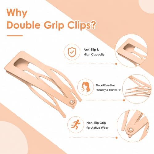 Chinco Cream 24 Pcs Double Grip Hair Metal Snap Clips,2 Inch - Image 3