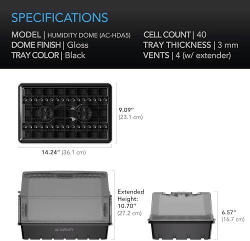 AC Infinity Humidity Dome 5x8, Heavy-Duty 3mm Seed Starter Propagation Kit - Image 6